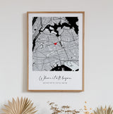 Personalized Street Map, Custom Valentine's Day Gift, Anniversary Gift, Personalized Road Map Print, Personalized City Map Frame