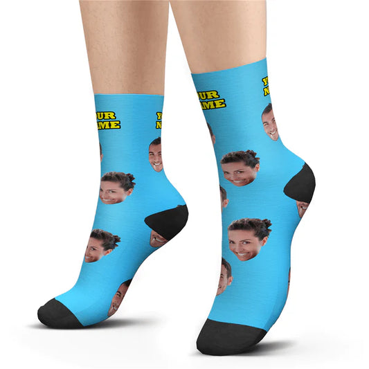 Custom Face Socks With Your Text 3D Preview