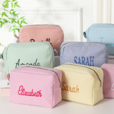 Monogrammed Seersucker Toiletry Bag: Custom Bridesmaid Makeup Bag